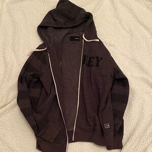 Dark Brown Hurley Hoodie with Black Stripes